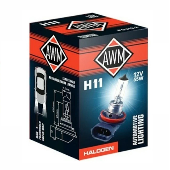 Картинка Лампа галогенная AWM H11 12V 55W (PGJ19-2) от ООО ТФК Комтекс