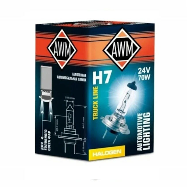 Картинка Лампа галогенная AWM H7 24V 70 W (Px26D) от ООО ТФК Комтекс