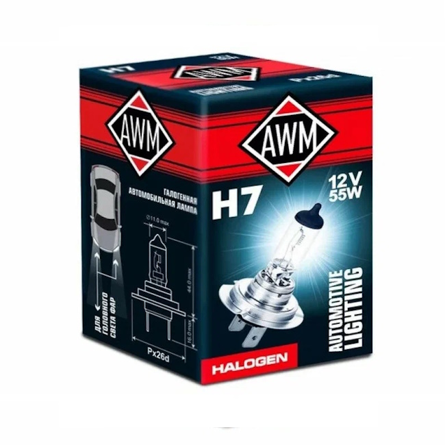 Картинка Лампа галогенная AWM H7 12V 55 W (PX26D) от ООО ТФК Комтекс