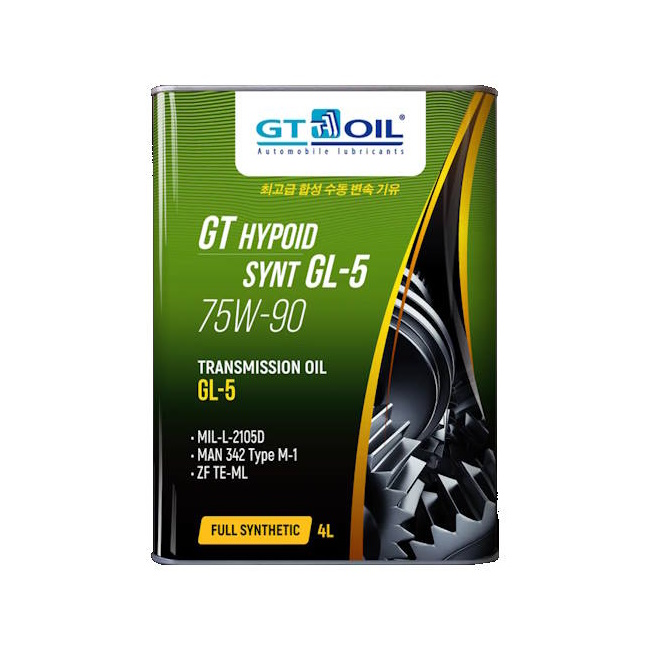 Картинка Масло трансмиссионное GT Hypoid Synt, SAE 75W-90, API GL-5, 4 л от ООО ТФК Комтекс