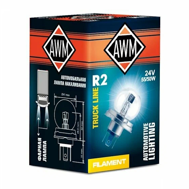 Картинка Лампа накаливания AWM R2 24V 55W/50W (P45T) от ООО ТФК Комтекс
