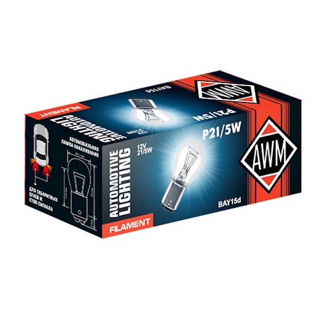 Картинка Лампа накаливания AWM P21/5 12V 21W/5W (BAY15D) от ООО ТФК Комтекс