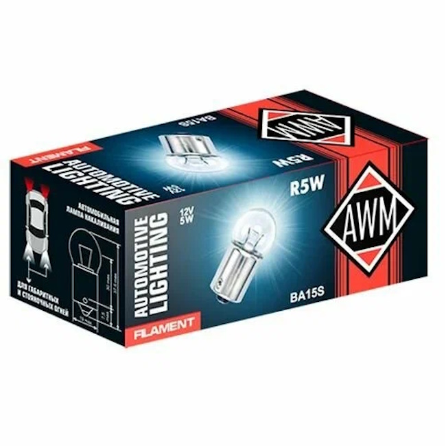 Картинка Лампа накаливания AWM R5W 12V 5W (BA15S) от ООО ТФК Комтекс
